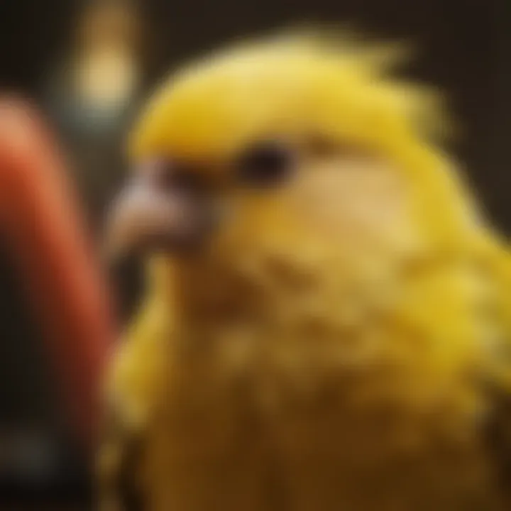 Close-up of a canary with vibrant feathers displaying its beauty