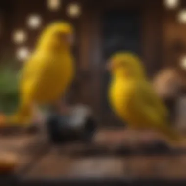 Creating an Engaging Habitat for Canaries A cozy canary habitat showcasing toys and natural elements