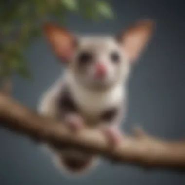 A joyful sugar glider perched on a branch, showcasing its unique features and personality.