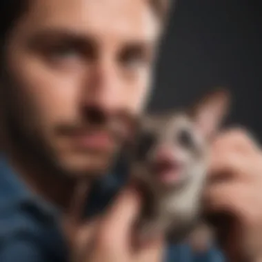 Sugar glider bonding with its owner during playtime