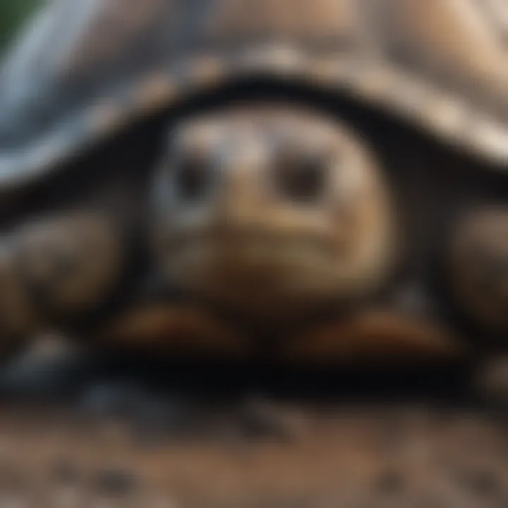 Close-up of a turtle showing signs of illness