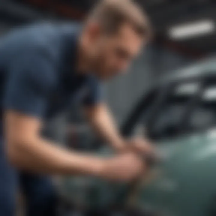 Skilled technician performing bodywork on a vehicle