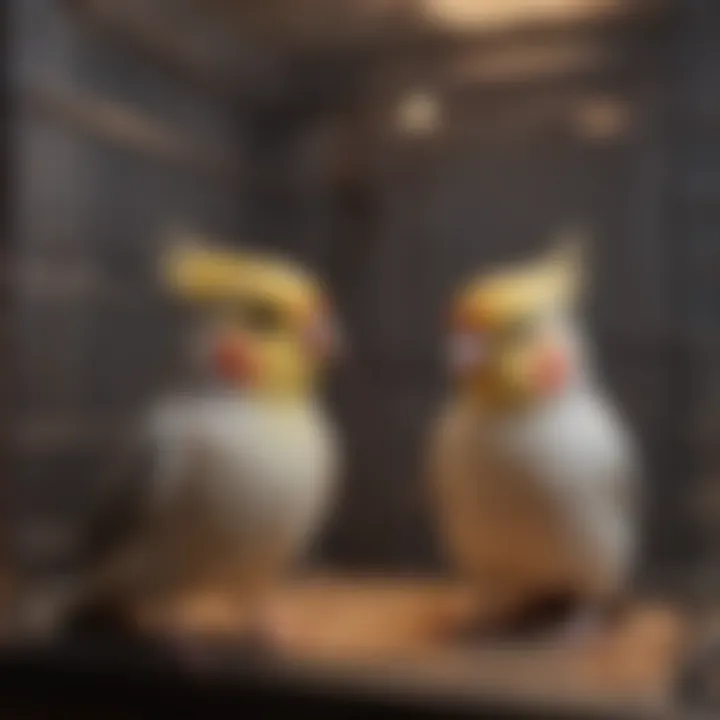 Different types of cockatiel cages displayed