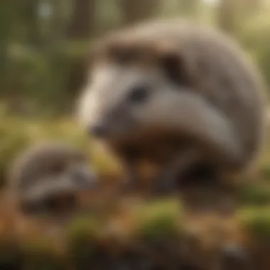 Hedgehogs in Ecosystems An illustration depicting the ecological role of hedgehogs within their ecosystems, emphasizing their interactions with other species.