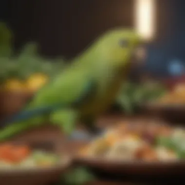 Amazon Parakeet Dining on Healthy Foods Amazon parakeet enjoying a nutritious meal