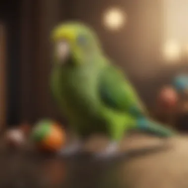 Playful Amazon Parakeet Engaging with Toys Amazon parakeet interacting with a toy