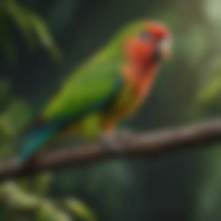 Vibrant Amazon parakeet perched on a branch