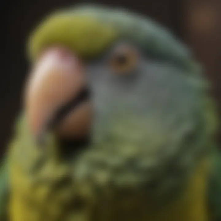 Close-up of an Amazon parrot's facial features