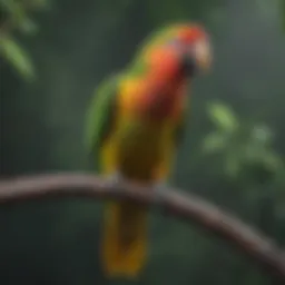 Colorful Amazon parrot perched on a branch