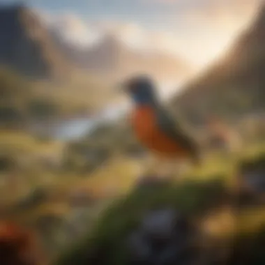 New Zealand's Diverse Ecosystems: A Haven for Rare Birds A picturesque landscape of New Zealand's unique ecosystems, home to rare bird species.