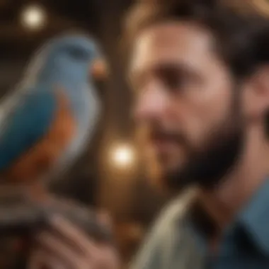Bonding Moments with Birds Bird owner interacting with their pet bird