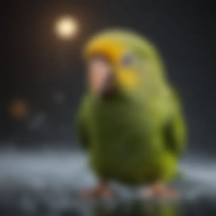 A parakeet enjoying a gentle spray of water