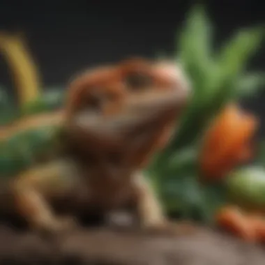 Dietary Essentials for Bearded Dragons Colorful variety of insects and vegetables for bearded dragon diet