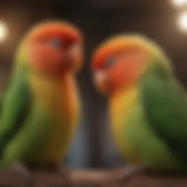 A playful lovebird interacting with its owner.