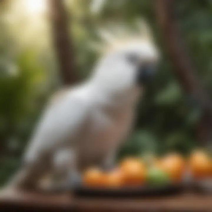 Cockatoo enjoying a meal in a healthy environment