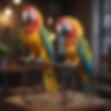 Multi-Level Stands: Promoting Exploration and Fun A colorful parrot perched happily on a multi-level stand
