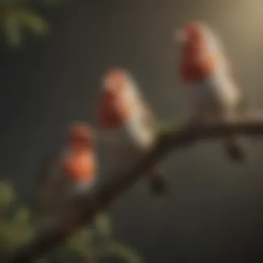 Different species of finches perched on a branch