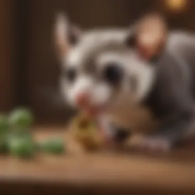 Chew Toys for Healthy Teeth and Engagement A sugar glider engaging with a chew toy