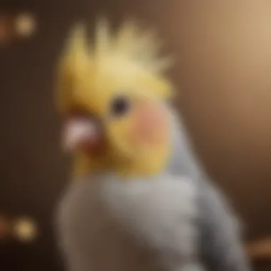 A close-up of a cockatiel with its signature crest, highlighting its affectionate disposition.