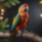 A vibrant parrot perched on a branch, showcasing its colorful feathers and curious demeanor.