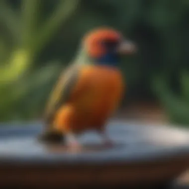 Colorful Bird Bathing A colorful bird enjoying a refreshing bath in a bird bath