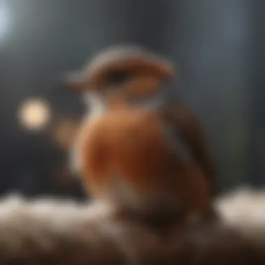 A bird resting comfortably under a protective cover