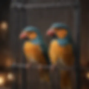 A vibrant bird enjoying its new cage door with enthusiasm