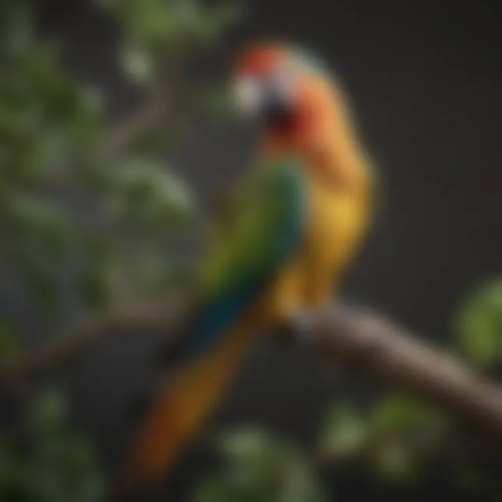 A serene image of a colorful parrot perched on a branch, symbolizing avian companionship.