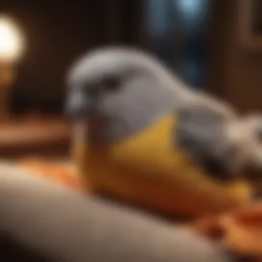 A pet bird enjoying the comfort of a plush pillow