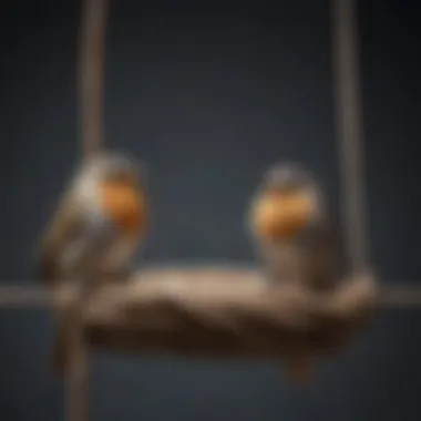 Birds Enjoying Their Rope Enrichment Bird perched on a rope inside a spacious bird cage
