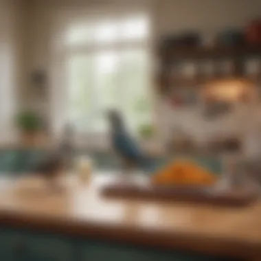 Serene Kitchen for Bird Owners A serene kitchen setting ideal for pet birds and their owners.