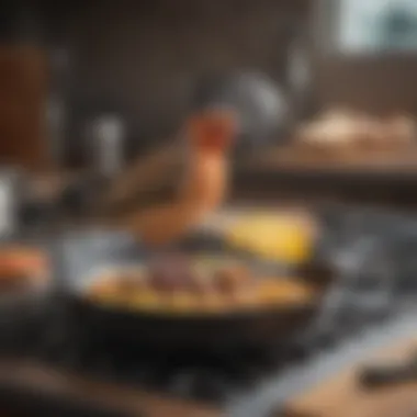 A bird perched near a non-stick frying pan, showcasing the hazards of toxic cookware.