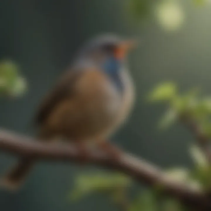 A close-up of a songbird perched on a branch, singing melodiously