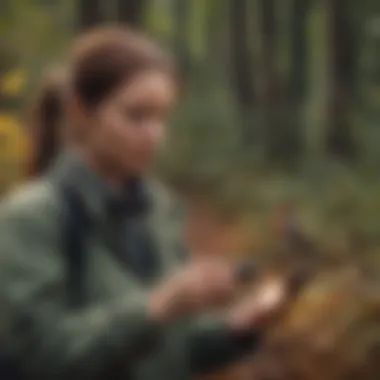 Technology in Bird Song Identification A researcher using a smartphone app to identify bird songs in the field