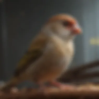 Close-up of finch-friendly materials used in breeding cages.