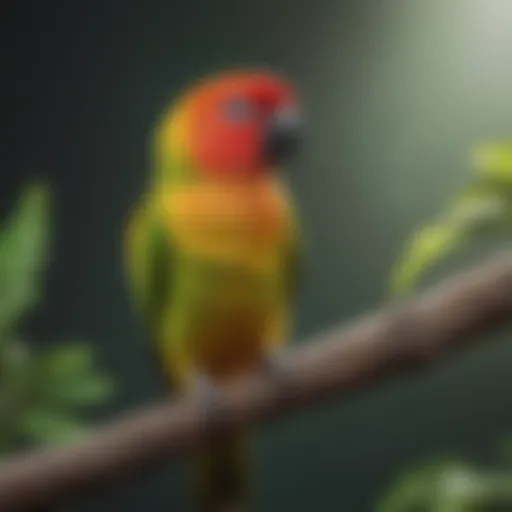 Beautiful conure perched on a branch