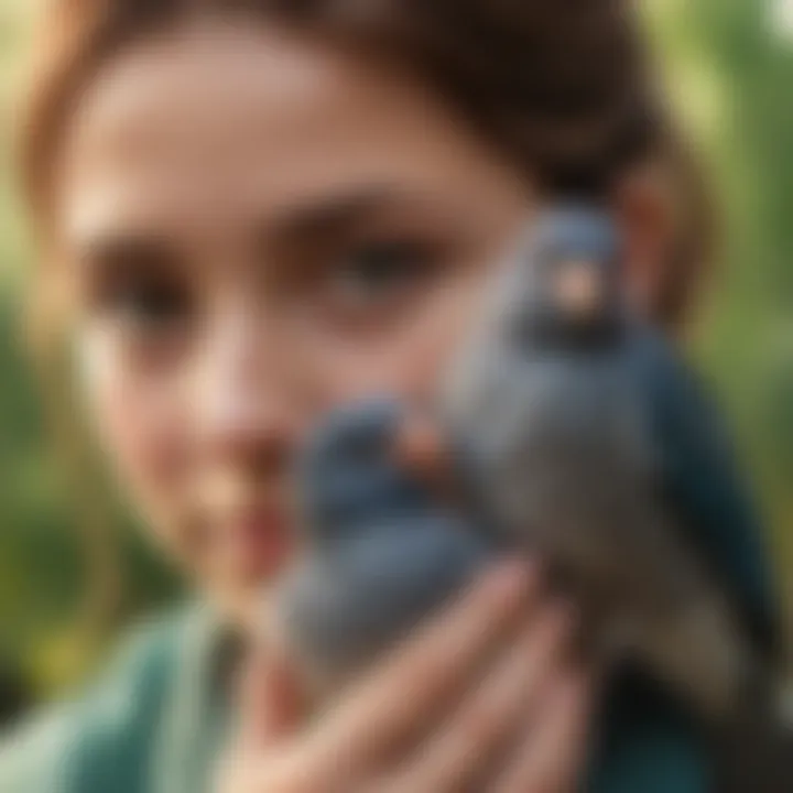 A child bonding with a pet bird on their shoulder