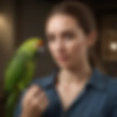 Social interaction between Amazon parrot and owner