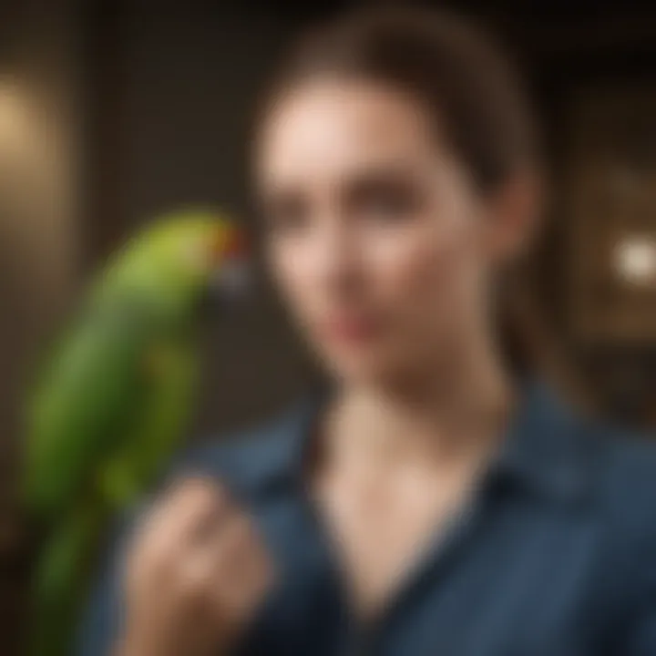 Social interaction between Amazon parrot and owner