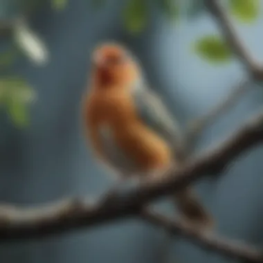 A pet bird perched on a branch looking healthy