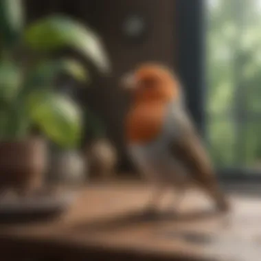 An indoor bird environment with plants and clean air