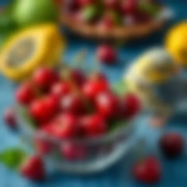 Nutritional Harmony: Cherries Among Other Safe Fruits for Birds A balanced bowl featuring cherries alongside other safe fruits for birds.