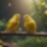 Bright yellow canary perched on a branch