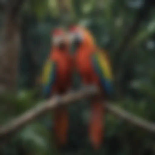 Vibrant macaw perched elegantly on a branch