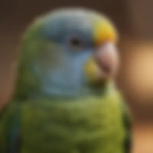 Close-up of a parakeet showing signs of illness