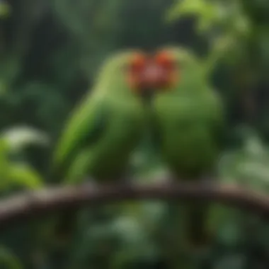 A pair of lovebirds in a lush green environment