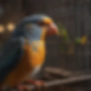 Close-up of enrichment accessories in a bird cage