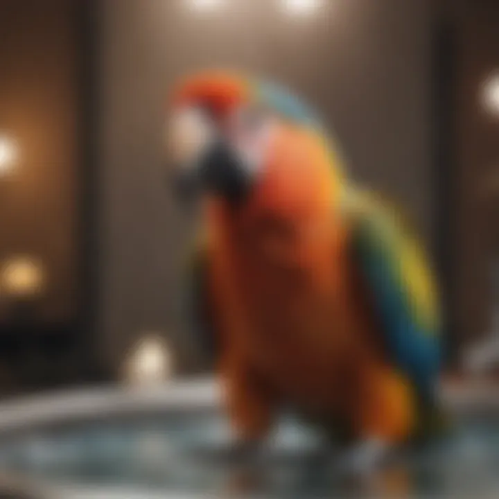 Different types of bathing options available for large parrots