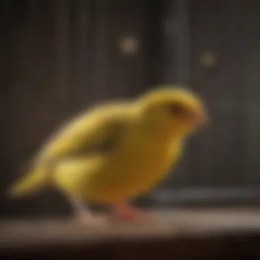 Canary in a cage with proper ventilation and lighting