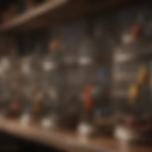 A variety of bird cages displayed on a shelf